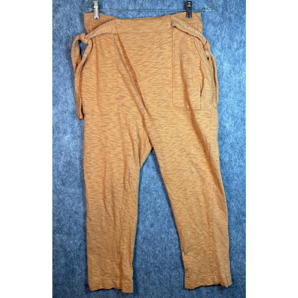 Free People Beach Orange 100% Cotton Wide Leg Dual Side Tie Pants - Small - Picture 2 of 10